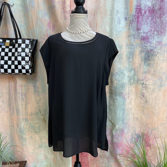 NWT📌DR2 Timeless Soft Flowing - Light Transparent Cap Sleeves Top - Picture 2 of 13